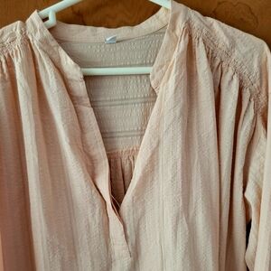 Long sleeve Cotton Blouse Peach-L
